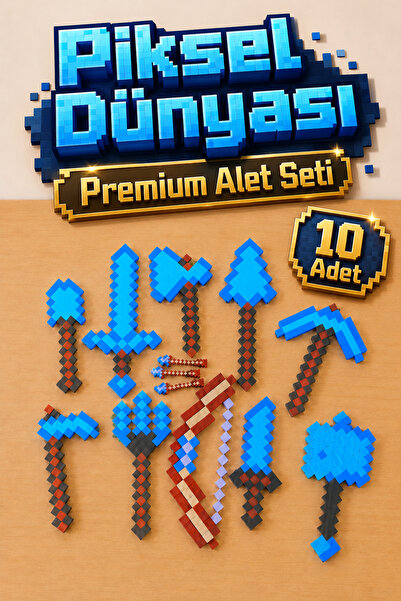 GiginGo Piksel Dünyası Premium Alet Seti 10 Adet (Kılıç , Balta , Kazma , Kür...