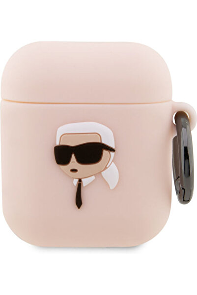Karl Lagerfeld Θήκη 3D Κάρλ Χεντ από σιλικόνη με γάντζο σε ροζ χρώμα για Appl...