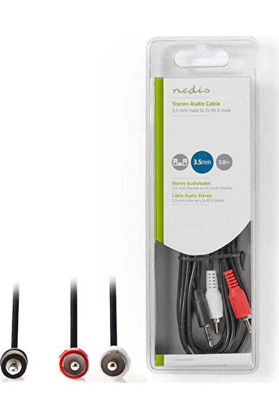 Nedis Καλώδιο Ήχου 3.5mm Αρσενικό σε RCA Αρσενικό, Μαύρο, 2μ, με Επιχρυσωμένα...