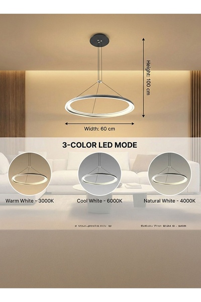 spolux Modern Lighting, Modern chandelier Light, 3 colors LED mode, Beige Color, L:150,W:80,H:100 cm, Suitable for living room, TV room, bedroom, adjustable height.