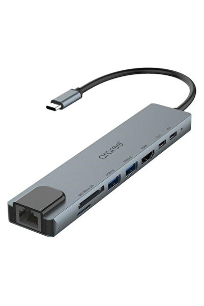 Araree AM81 USB-C Σταθμός Σύνδεσης με 4K PD Ethernet Γκρι