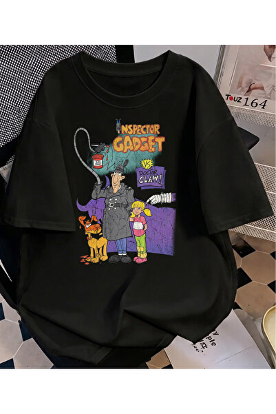 Toum Tricou oversize unisex retro cu imprimeu Inspector Gadget vintage