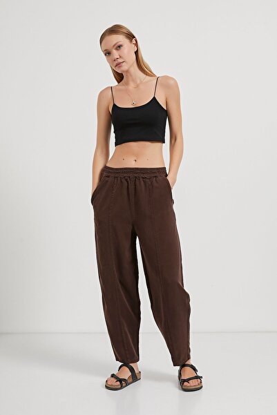 Çarli Balon women's canvas pants 5456 coffee