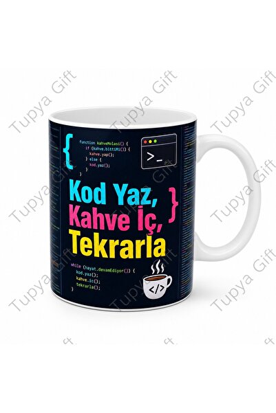 Tupya Gift Programcıya Hediye Kişiye Özel Baskılı Kupa Bardak Yazılımcı Hediyesi
