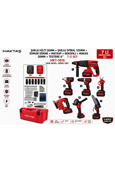 haktaş 7'Lİ MATKAP SETİ + DEKUPAJ + BUDAMA + SPRAL + TESTERE
