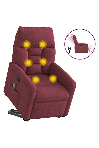 vidaxl Fotoliu de masaj electric rabatabil cu ridicare roșu vin textil