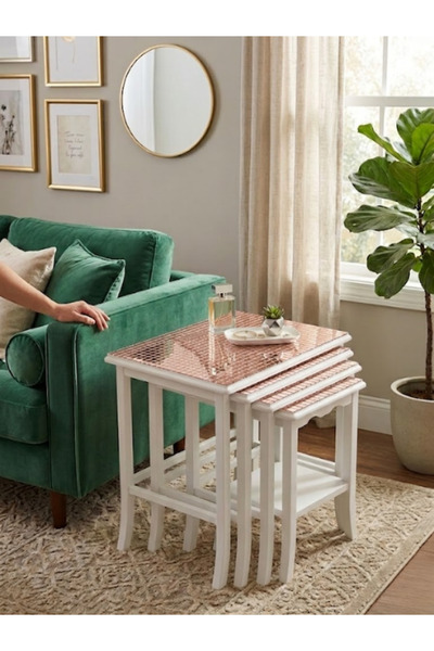 mucit home Τετράγωνο ΜΠΡΟΝΖΕ Γυάλινο Μωσαϊκό Πάνελ Τραπεζιού Σαλονιού Αυτοκόλ...