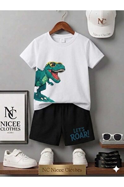NC Nicee Clothes LETNJA DEČJA MAJICA I KRATKE HLAČE UNISEKS (SA ŠARA DINOZAUR...
