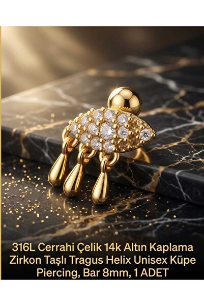 Lunexa 316L Cerrahi Çelik Altın Kaplama Kararmaz Alerji Yapmaz Zirkon Taş Fig...