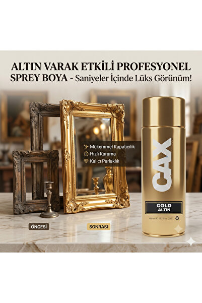 caxcolors CAX Profesyonel Altın Varak Etkili Sprey Boya 400 ml - Ahşap, Metal...