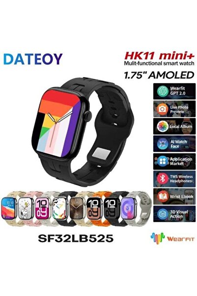 hk ساعة ذكية صغيرة HK11 بتصميم أنيق مع شاشة AMOLED مقاس 1.75 بوصة