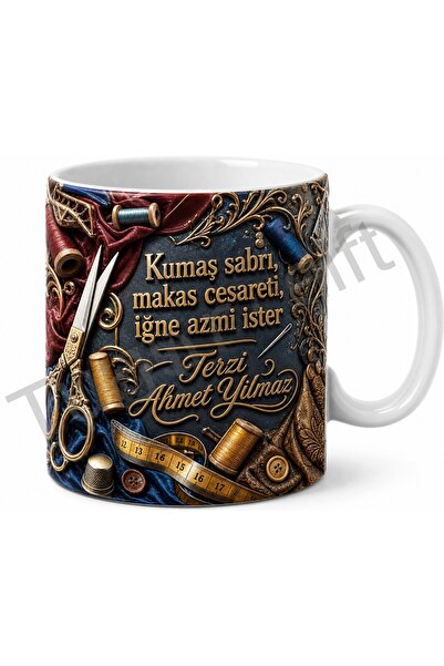 Tupya Gift Terzi Makası Temalı Kişiye Özel Baskılı Kupa Bardak Terzi Hediye