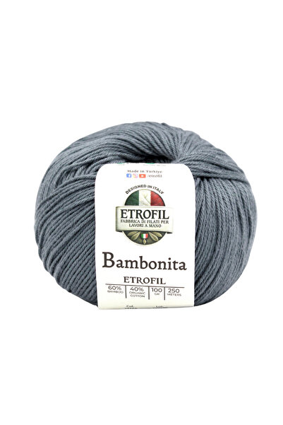 Etrofil Bambonita Knitting Yarn Anthracite Gray 60% Bamboo 40% Organic Cotton...