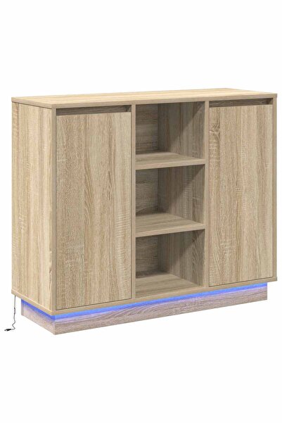 vidaxl Bufet LED Stejar Sonoma 90 x 32 x 75 cm Lemn compozit