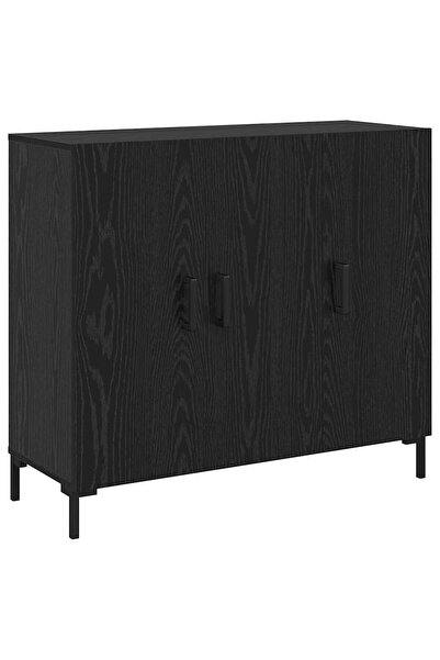 vidaxl Bufet Stejar Negru 90 x 34 x 80 cm Lemn compozit