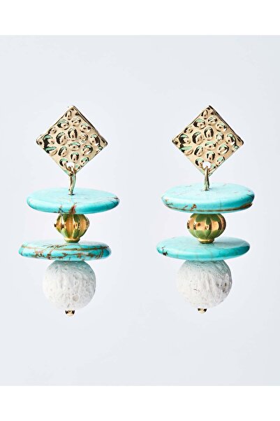 THE GEM STORIES JEWELRY Σκουλαρίκια από Τυρκουάζ και Λάβα