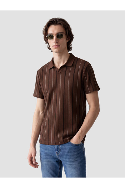 LC Waikiki Nevavm Polo Collar Striped Men's T-Shirt