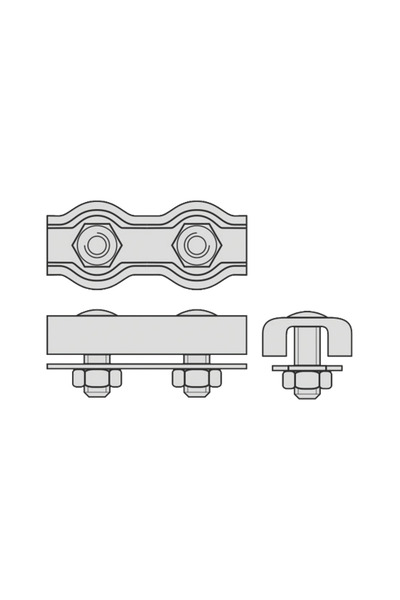 Dulimex Set 25 x Cleme Duble pentru Cabluri Metalice de Tractiune 6 mm