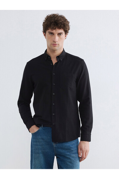 LC Waikiki Nevavm Regular Fit Men's Textured Shirt with Difference