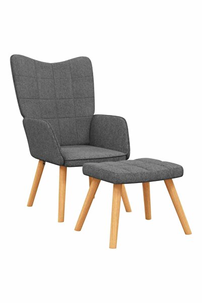 vidaxl Scaun de relaxare cu taburet, gri închis, textil