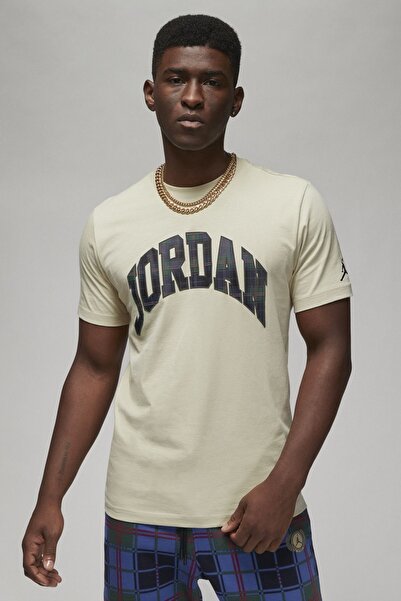 Nike Tricou casual pentru bărbați Jordan Holiday SS crew, bej, cu imprimeu