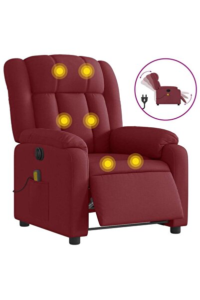 vidaxl Fotoliu electric de masaj rabatabil, roșu vin, textil