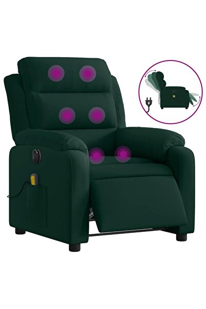 vidaxl Fotoliu electric de masaj rabatabil, verde închis, catifea