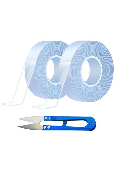 Arabest 2 Rolls Clear Curtain Rod Tape, Drapery Ring Smooth Tape for Quiet Sl...