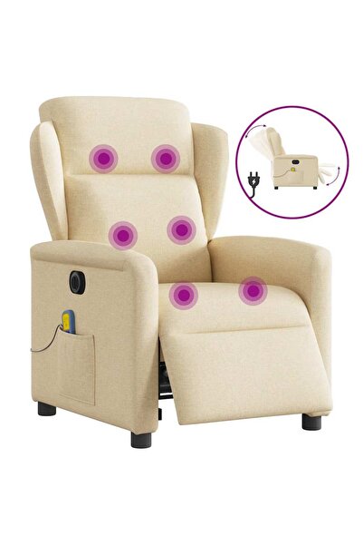 vidaxl Fotoliu electric de masaj rabatabil, crem, textil