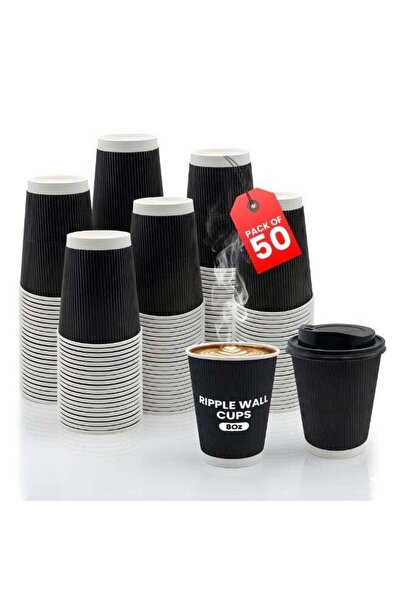 Duravel 8oz Ripple Coffee Cups with Lids Disposable Cups for Takeaway Coffee,...