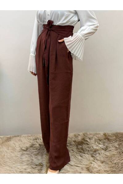 JOOQSTORE Comfortable Wide-Legged Pants with Belt Detail