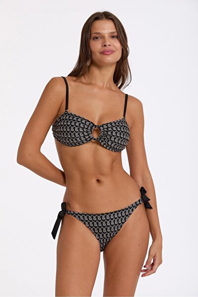 Argento Kadın Straplez Triko Desenli Bağlamalı Şık Bikini Takımı C4T5N031101