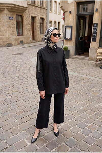 Armine TREND Kolları Taş Detaylı Bluz Gömlek Siyah 25KT301