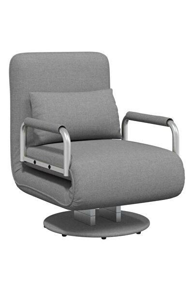 vidaxl Scaun pivotant și canapea extensibilă, gri deschis, textil