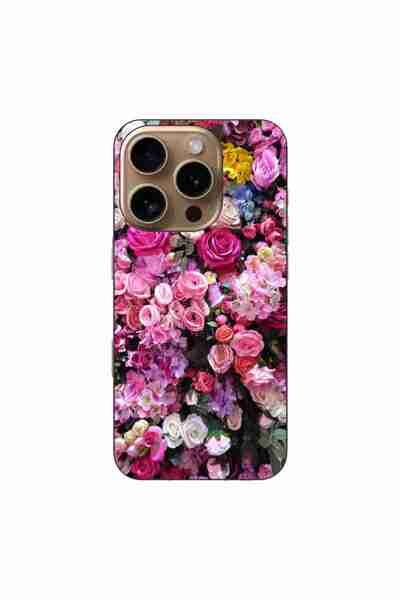 OEM Husa compatibila cu Apple iPhone 16 Pro Silicon Gel Tpu Model Trandafiri Roz