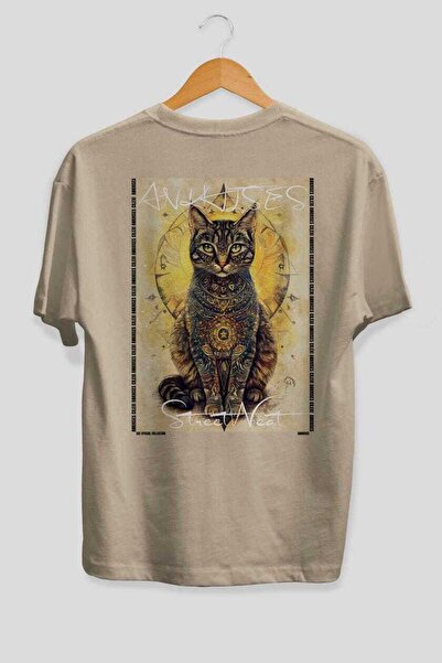 Ankhises Tricou oversize bej cu imprimeu Cat For Cat Lovers 97, 100% bumbac, ...