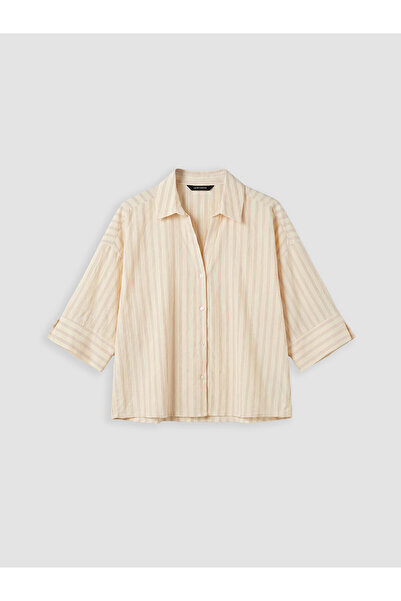 LC Waikiki Nevavm Striped Oversize Women's Shirt with a Difference
