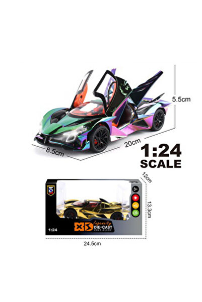 PlayFun Mașinuță Metal Die-Cast 1:24 Lumini LED Sunete Portiere Mobile Colecț...