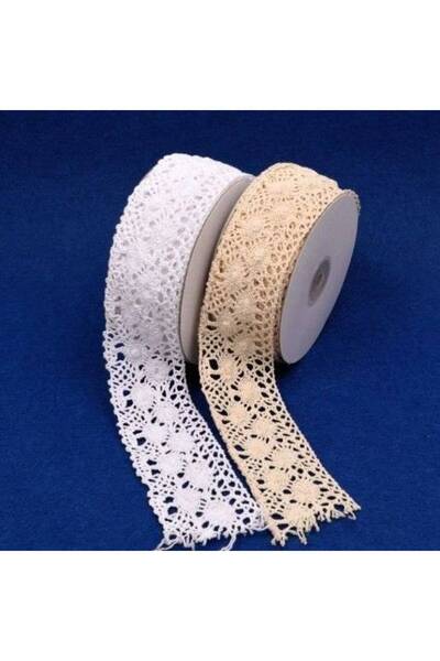 OEM Crochet Lace Ribbon Two Rows Flowers 5cm/9.5m White