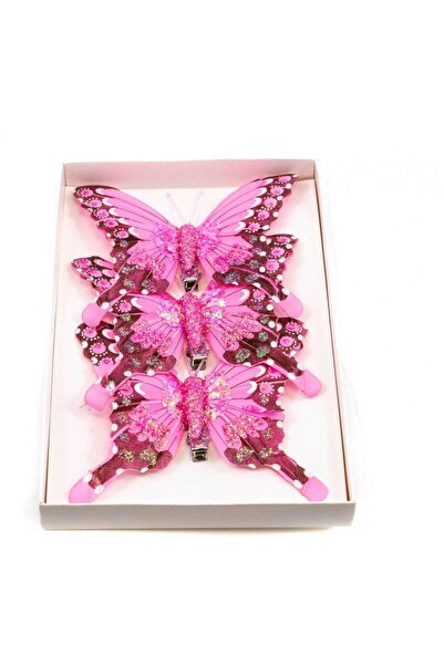 OEM Feather Butterflies 3/ Top Bottom Set Pink With Black Edge (Top Bottom Se...