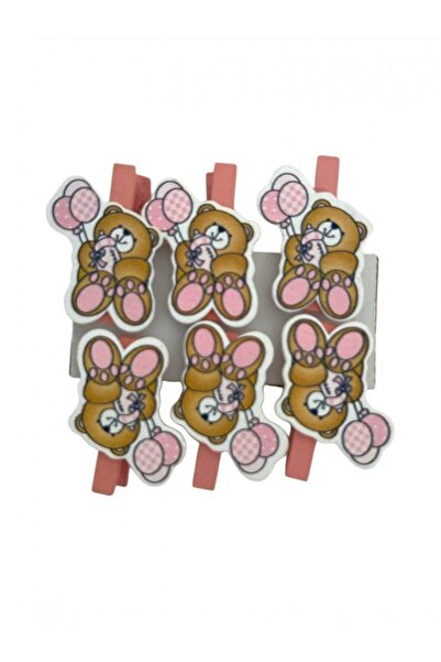 OEM Carlige Din Lemn Cu Ursulet 6/Set