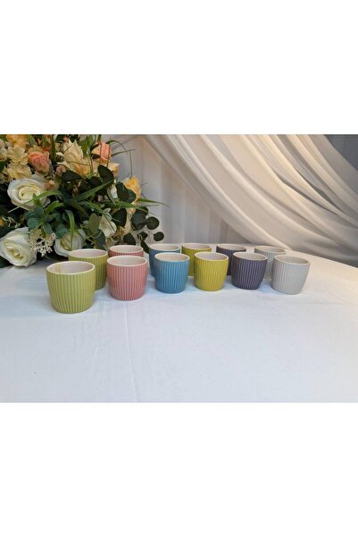 OEM Ghiveci Flori Ceramica cu Striati 12/set