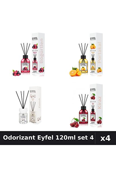 Eyfel Set 4 Odorizant Camera Betisoare 120ml - Fructe, Portocala, Bumbac, Cirese