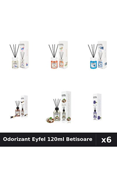 Eyfel Set 6 Odorizante Camera Betisoare - 6 Arome Asortate, 120ml