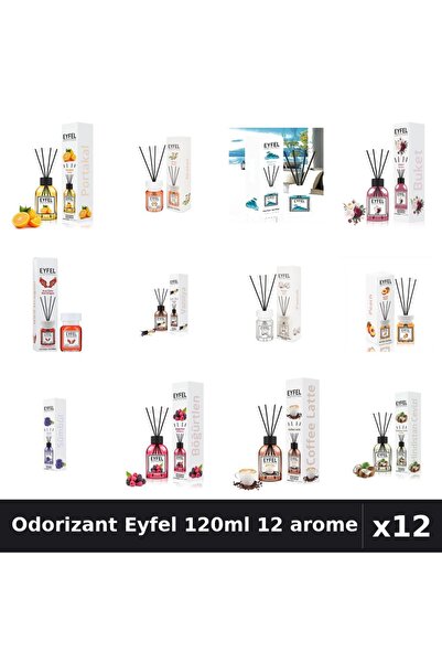 Eyfel Set 12 Odorizante Camera cu Betisoare 120ml - 12 Arome Asortate, Parfum...