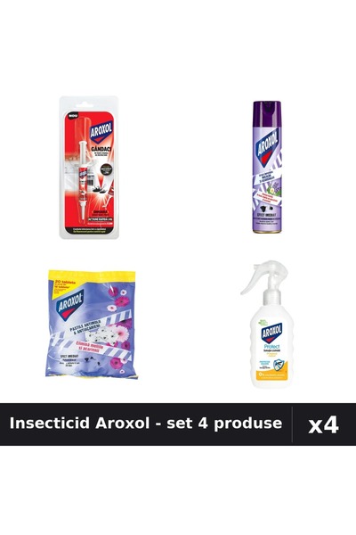 Aroxol Set 4 Insecticid - Spray 250ml, Loțiune 200ml, Pastile 20buc, Spirale 5g