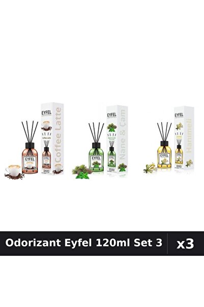 Eyfel Set 3 Odorizant Camera Betisoare 120ml - Cafea, Pin Menta, Mana Maicii