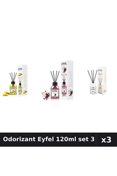Eyfel Set 3 Odorizant Camera Betisoare 120ml - Ananas, Bouquet, Bumbac
