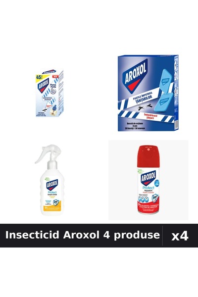 Aroxol Set 4 Insecticid - Aparat Electric, Spray 100ml, Loțiune 200ml, Spirale