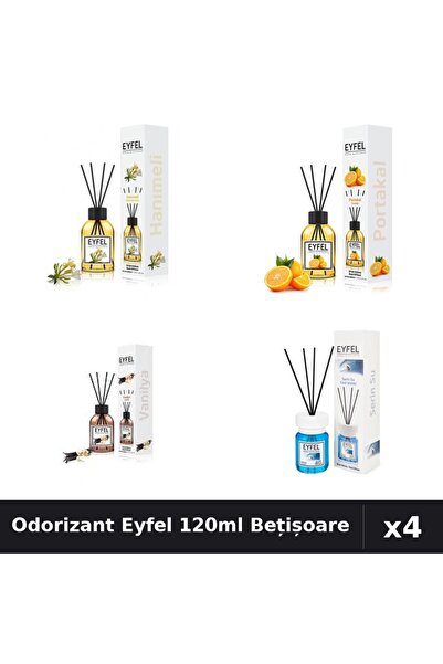 Eyfel Set 4 Odorizant Cameră cu Bețișoare 120ml - Betisoare Parfumate, 4 Arome